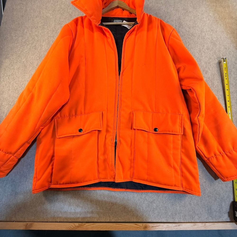 Saf-T-Bak Vintage Blaze Orange Hunting Jacket Mens XL Made in USA Quilted Lining